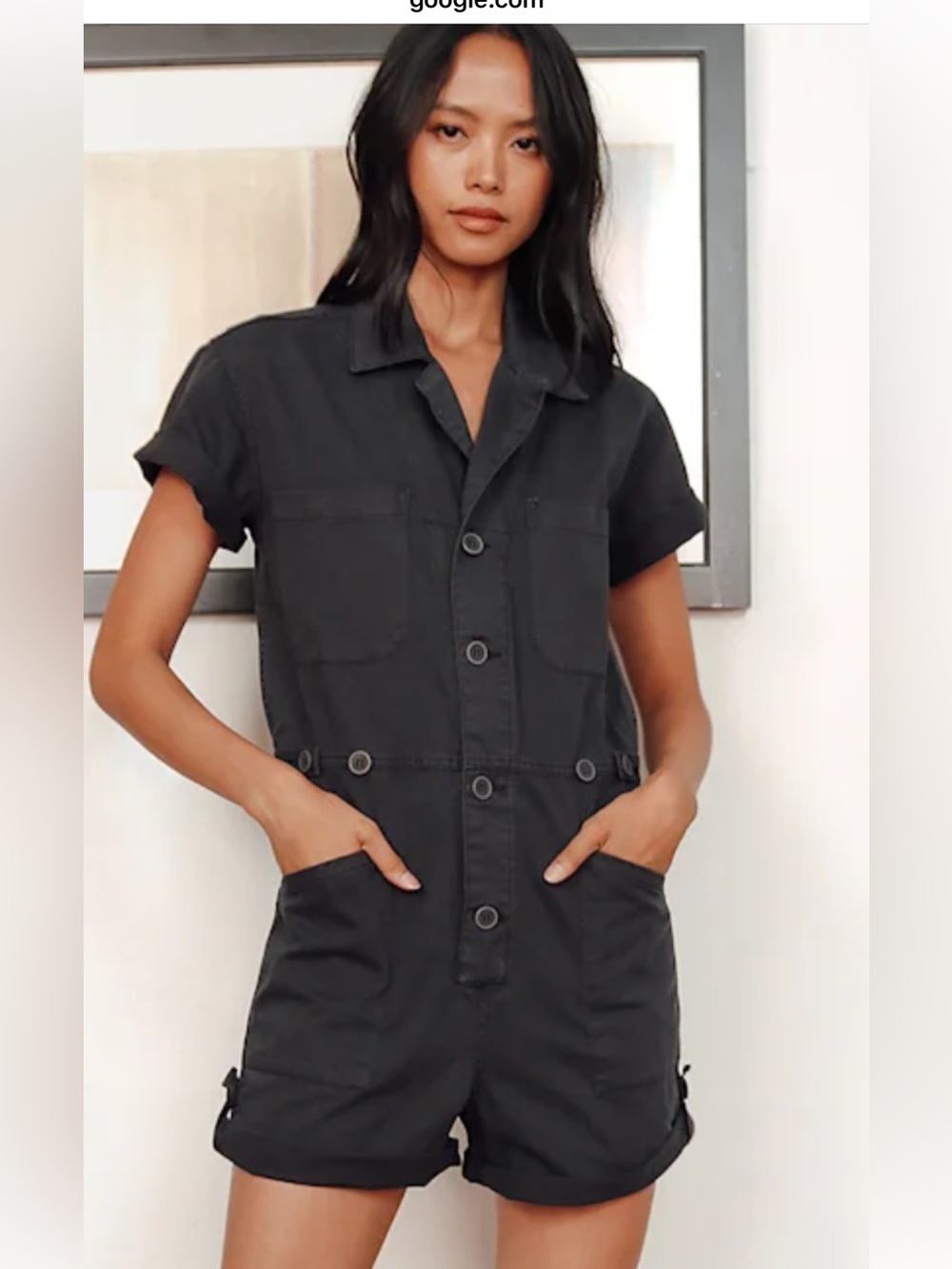 pistola Black Short-Sleeve Utility Romper